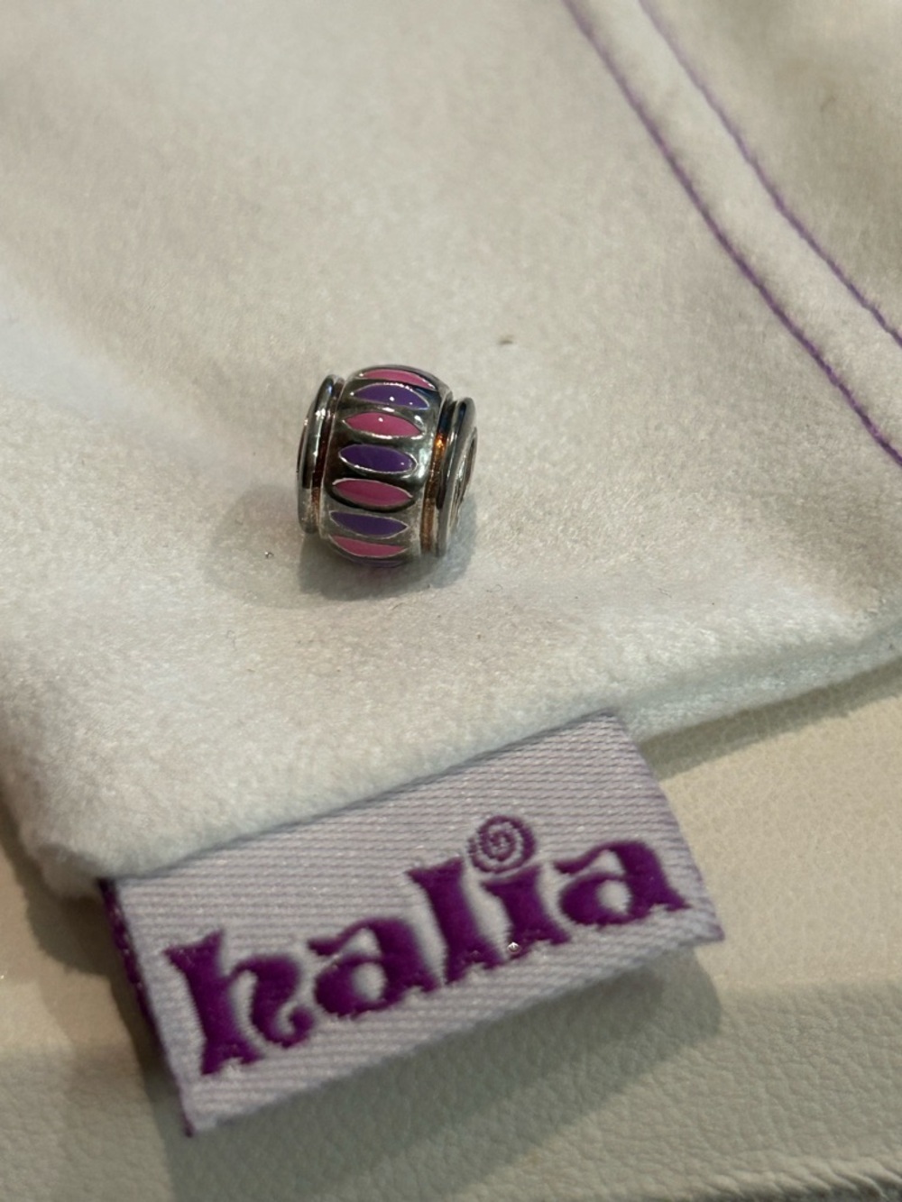 Retired “Girls Only” Pink & Purple Enamel Barrel Charm - Sterling Silver